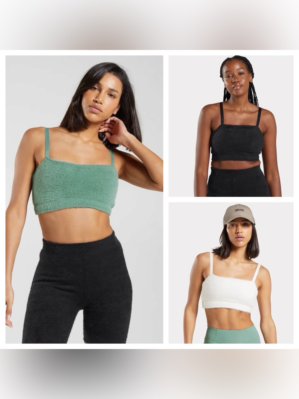 GYMSHARK x Whitney Simmons - SET OF 3 x Eyelash Knit Bandeau Tops. Small